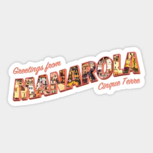 Greetings from Manarola Cinque Terre vintage style retro souvenir Sticker